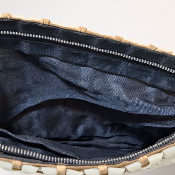 Rare Vintage Plasticflex Tiled Cream Textured Clutch Purse Zip Closure Unique - Picture 3 of 5